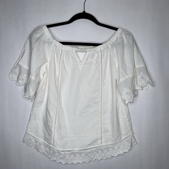Solitaire Women’s Off The Shoulder Peasant Blouse White Size Small - Picture 1 of 6